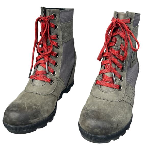 Sorel Women’s Lexie Brown Leather Wedge Ankle Boots Size Size US 7 - Picture 6 of 10